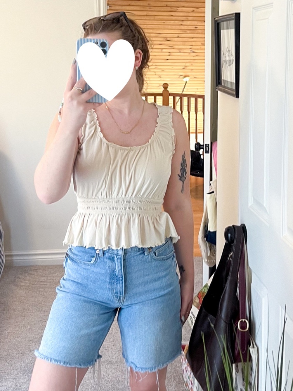 American Eagle Cream Ruffle Peplum Tank | Cottagecore Summer Top | Size M NWT